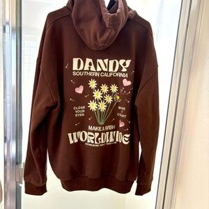 Chocolate brown Dandy Worldwide make a wish hoodie. Size Large.